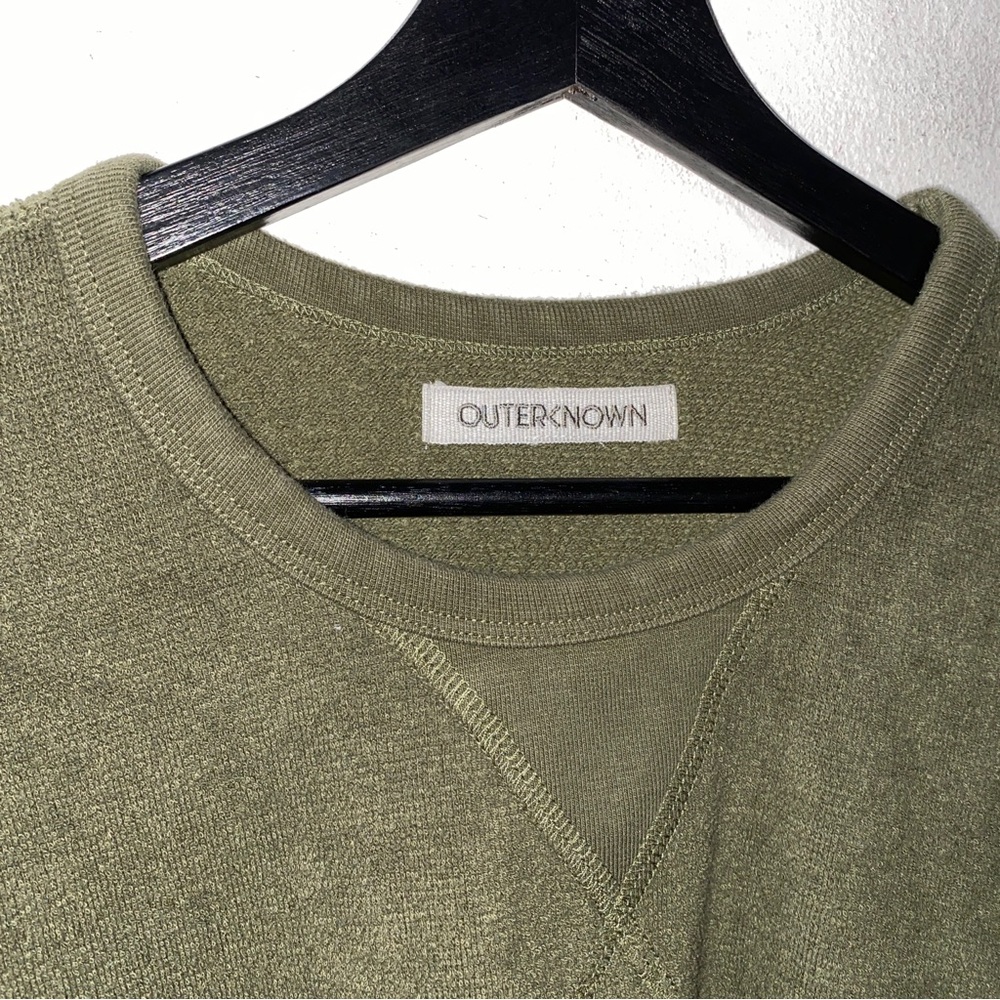 Outerknown Hightide Crew Sweatshirt Men's Size XL Terry Cloth Olive Green - Picture 8 of 8